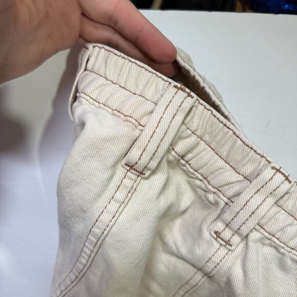 PacSun Utility Cargo Baggy Pants in Bone with Brown Trim Size Small Carpenter - Picture 11 of 15